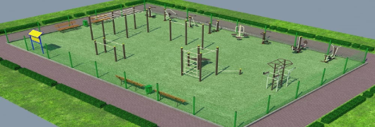 Проект спортивной воркаут площадки с уличными тренажерами в Ростове-на-Дону