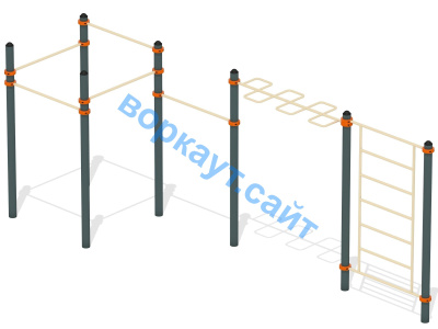 Воркаут турники с шведской стенкой и рукоходом  ВС-21 в Ростове-на-Дону