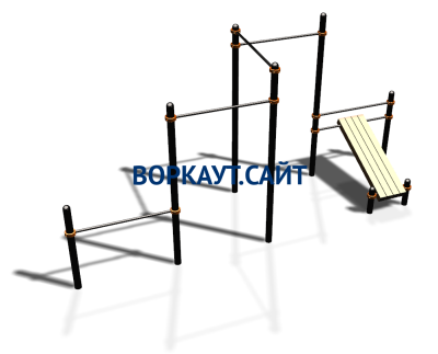 Воркаут комплекс разноуровневых турников со скамьей для пресса ВС-37 в Ростове-на-Дону