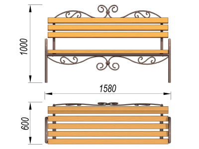 Лавочка кованная МАФ 1606 в Ростове-на-Дону