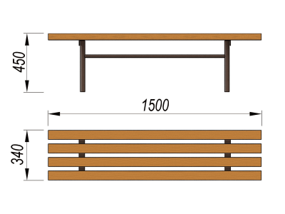 Лавочка без спинки МАФ 1601 в Ростове-на-Дону