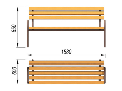Парковая лавочка со спинкой МАФ 1605 в Ростове-на-Дону