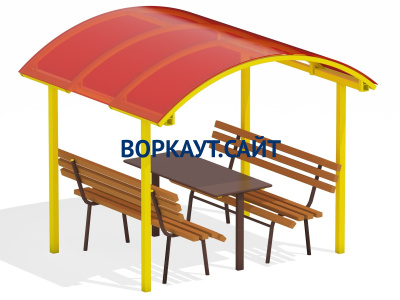 Стол и лавки под навесом МАФ 4005 в Ростове-на-Дону