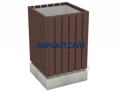 Урна деревянная квадратная с бетонным основанием МАФ 1633 в Ростове-на-Дону